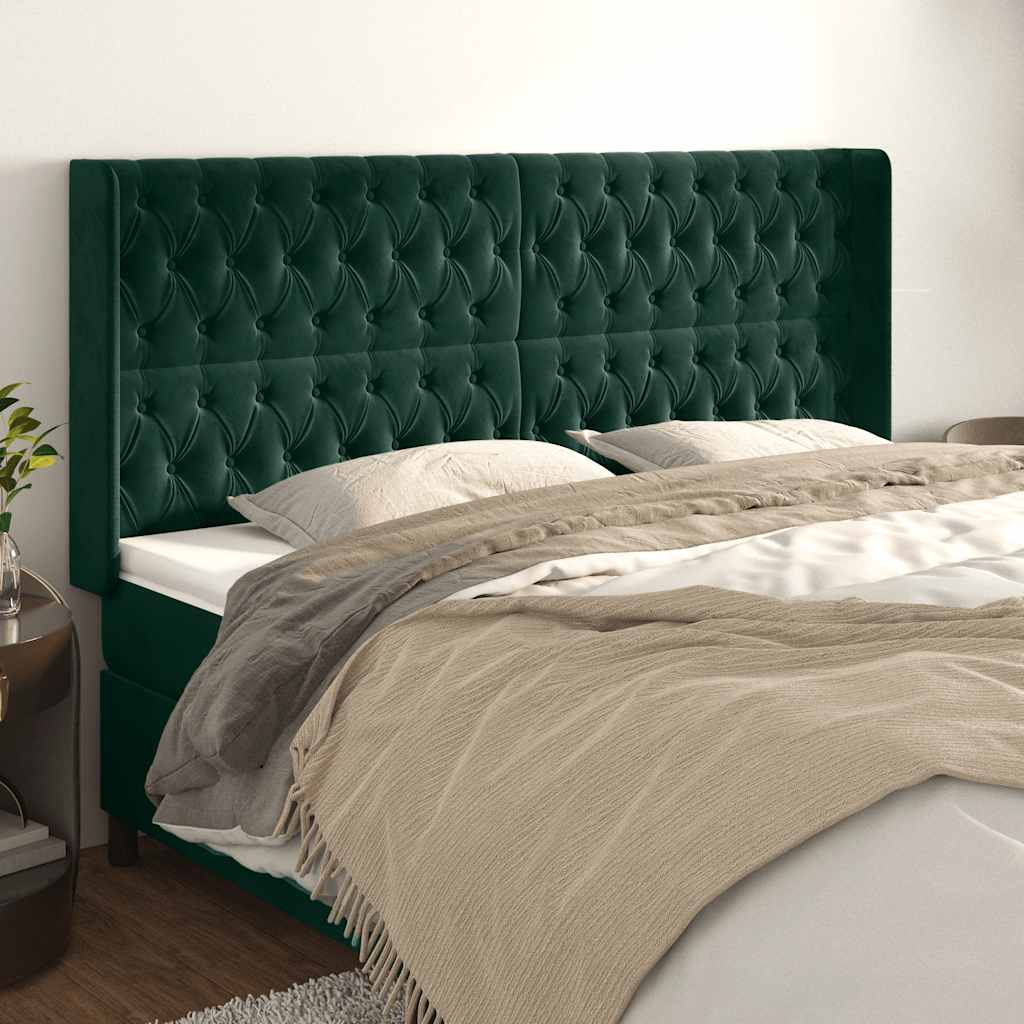 Kopfteil mit Ohren Dunkelblau 93x16x78/88 cm Samt