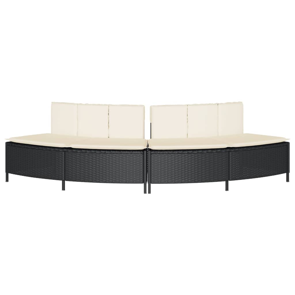 Whirlpool-Bänke mit Auflagen 2 Stk. Grau Poly Rattan