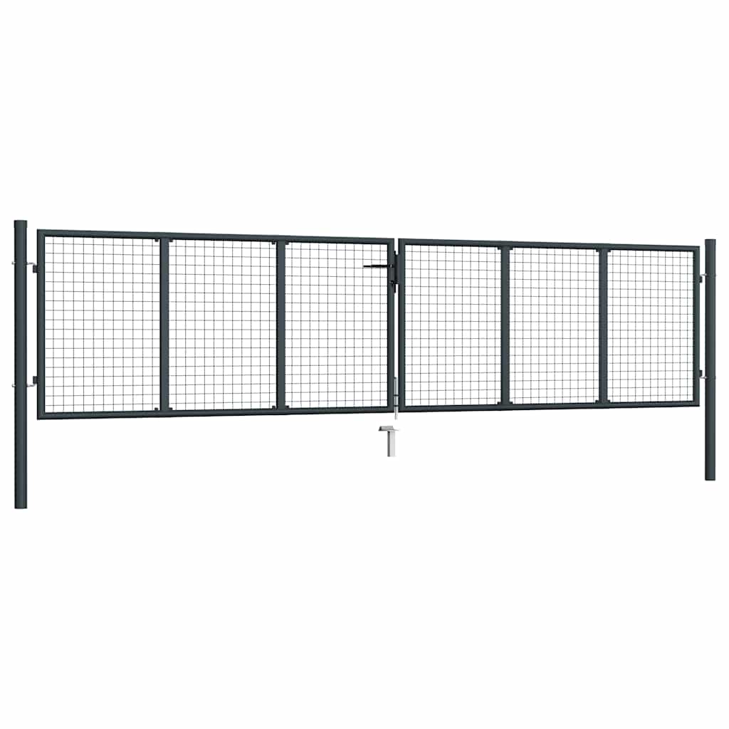 Maschen-Gartentor verzinkter Stahl 400 x 75 cm Grau