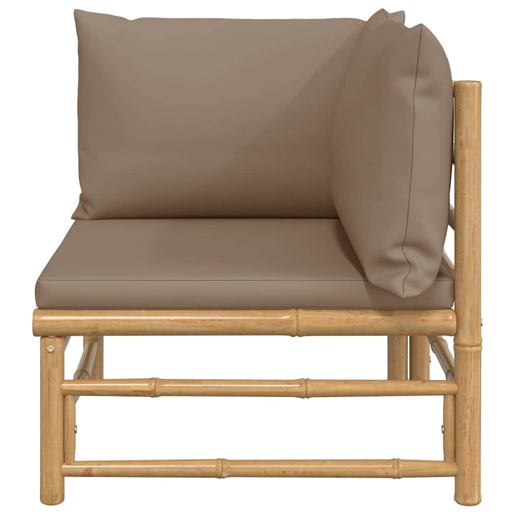 3-tlg. Garten-Lounge-Set mit Hellgrauen Kissen Bambus