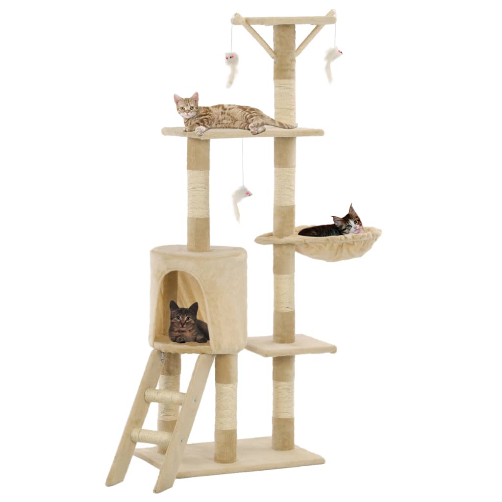 Katzen-Kratzbaum mit Sisal-Säulen 138 cm Grau