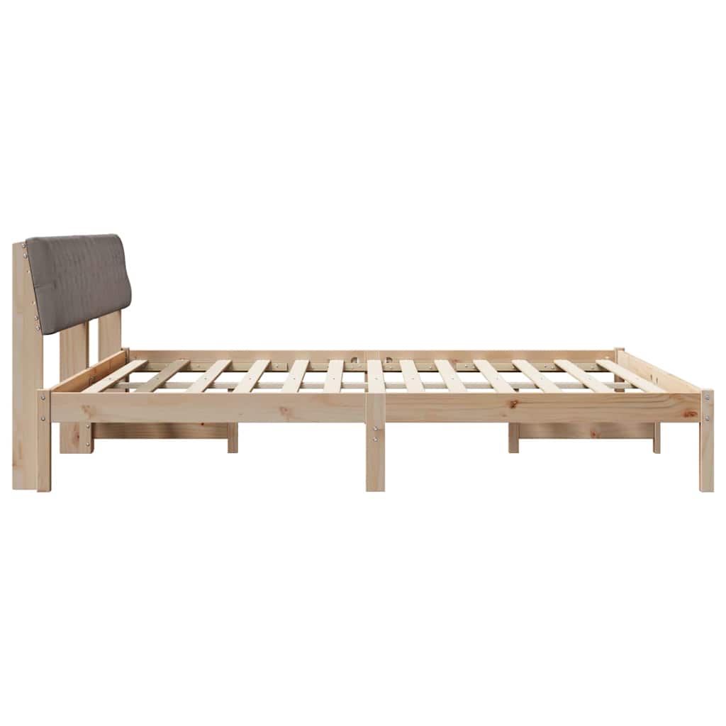 Bettgestell Braun und hellgrau 200 x 200 cm Massivholz Kiefer