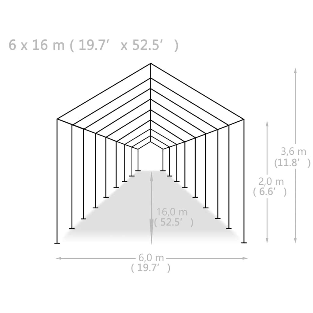 Partyzelt PE 6x16 m Weiß