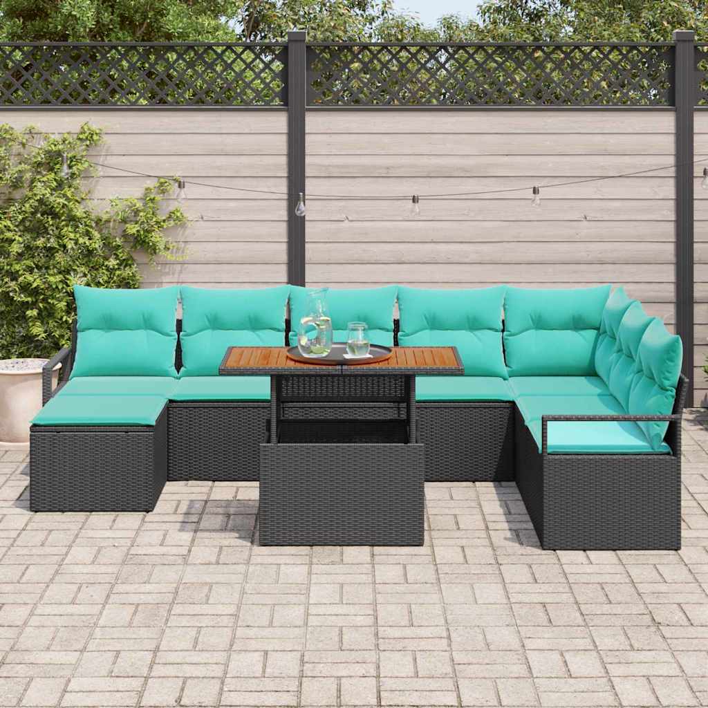 Garten Essgruppe mit Kissen 9 pcs Grau und Marineblau