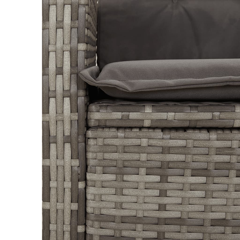 Gartenbank Verstellbar mit Kissen Schwarz Poly Rattan