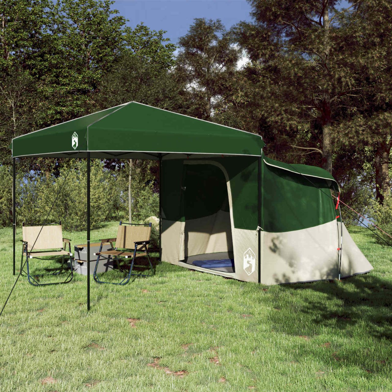 Camping-Zelt-Set mit Dach 2 pcs Blau Taffeta und Stoff