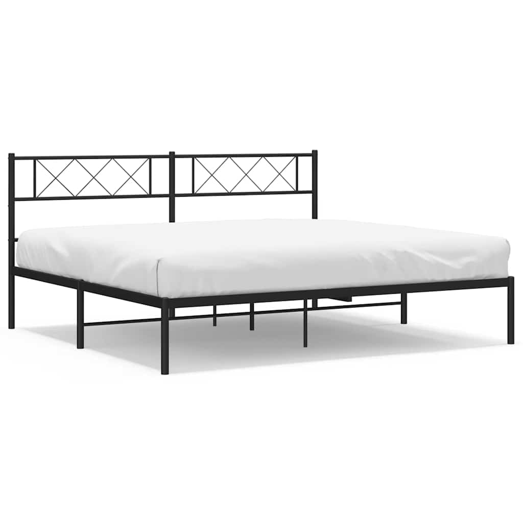 Bettgestell mit Kopfteil Metall Schwarz 100x190 cm