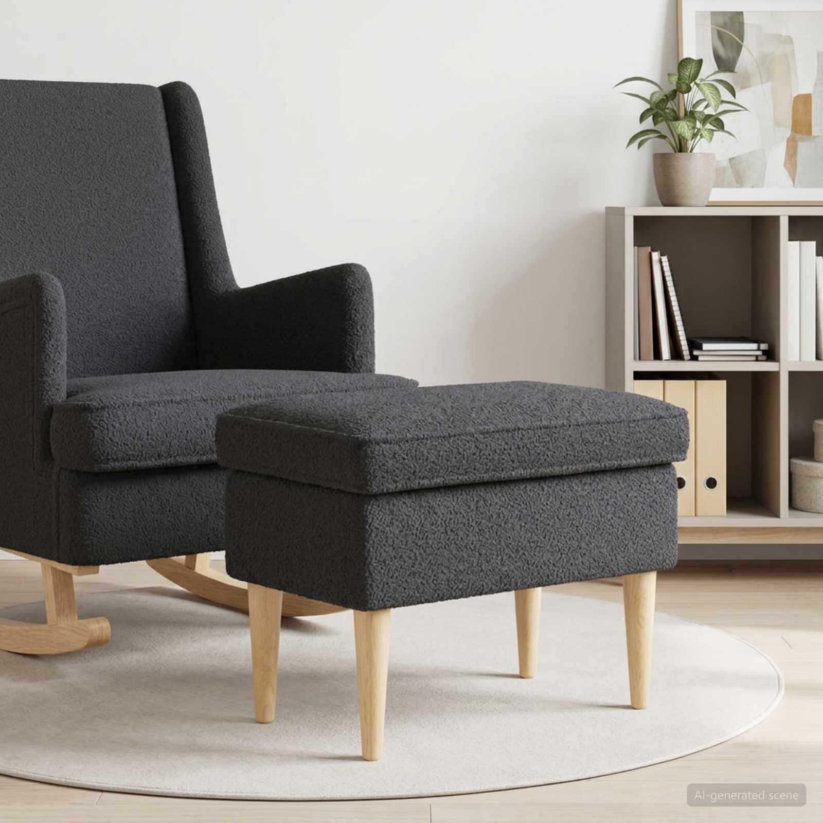 Hocker Creme 55 x 35 x 41 cm Bouclé