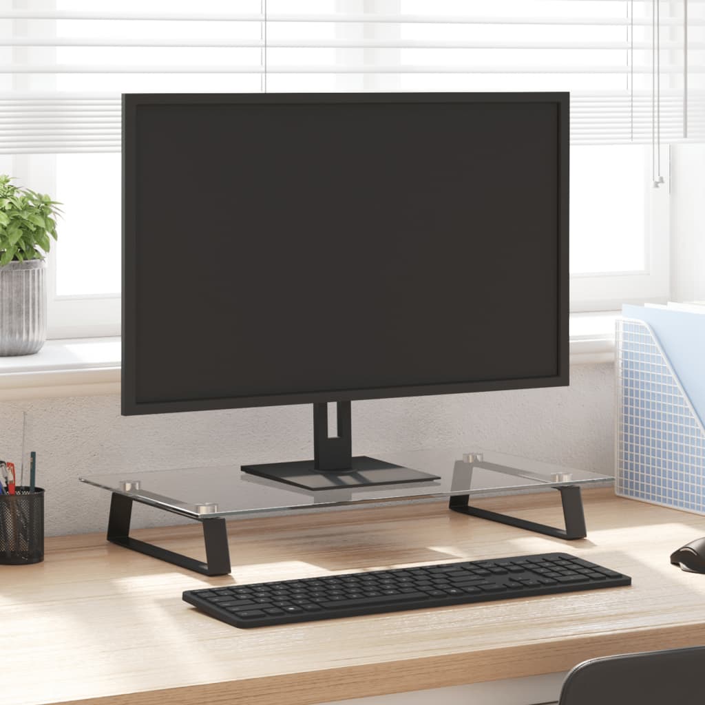 Monitorständer Weiß 60x20x8 cm Hartglas und Metall