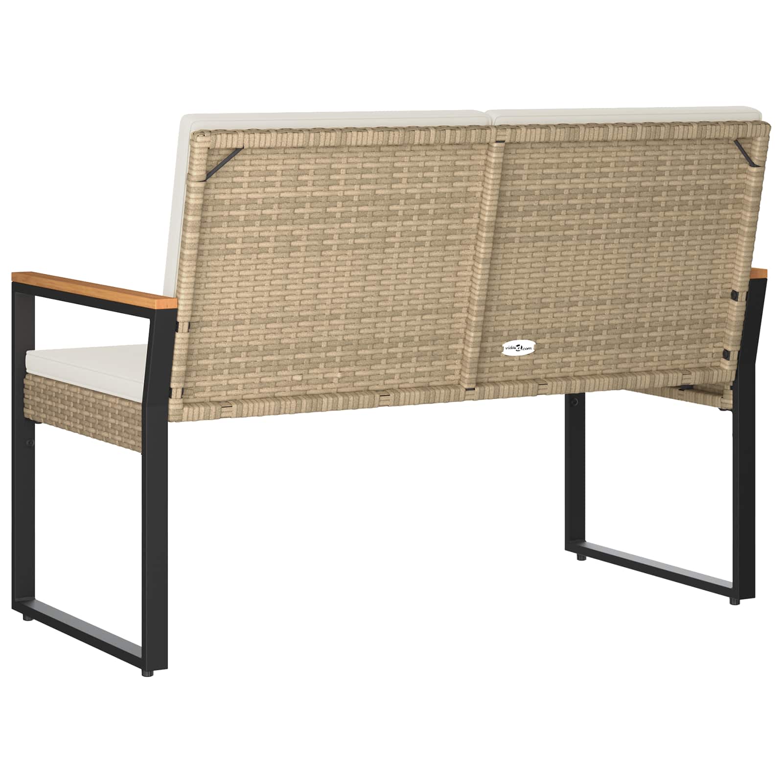 Bank Outdoor mit Kissen Schwarz 107 x 61 x 80 cm Poly-Rattan