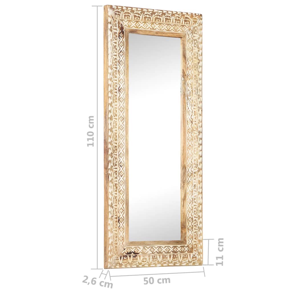 Spiegel Handgeschnitzt 50x50x2,6 cm Massivholz Mango