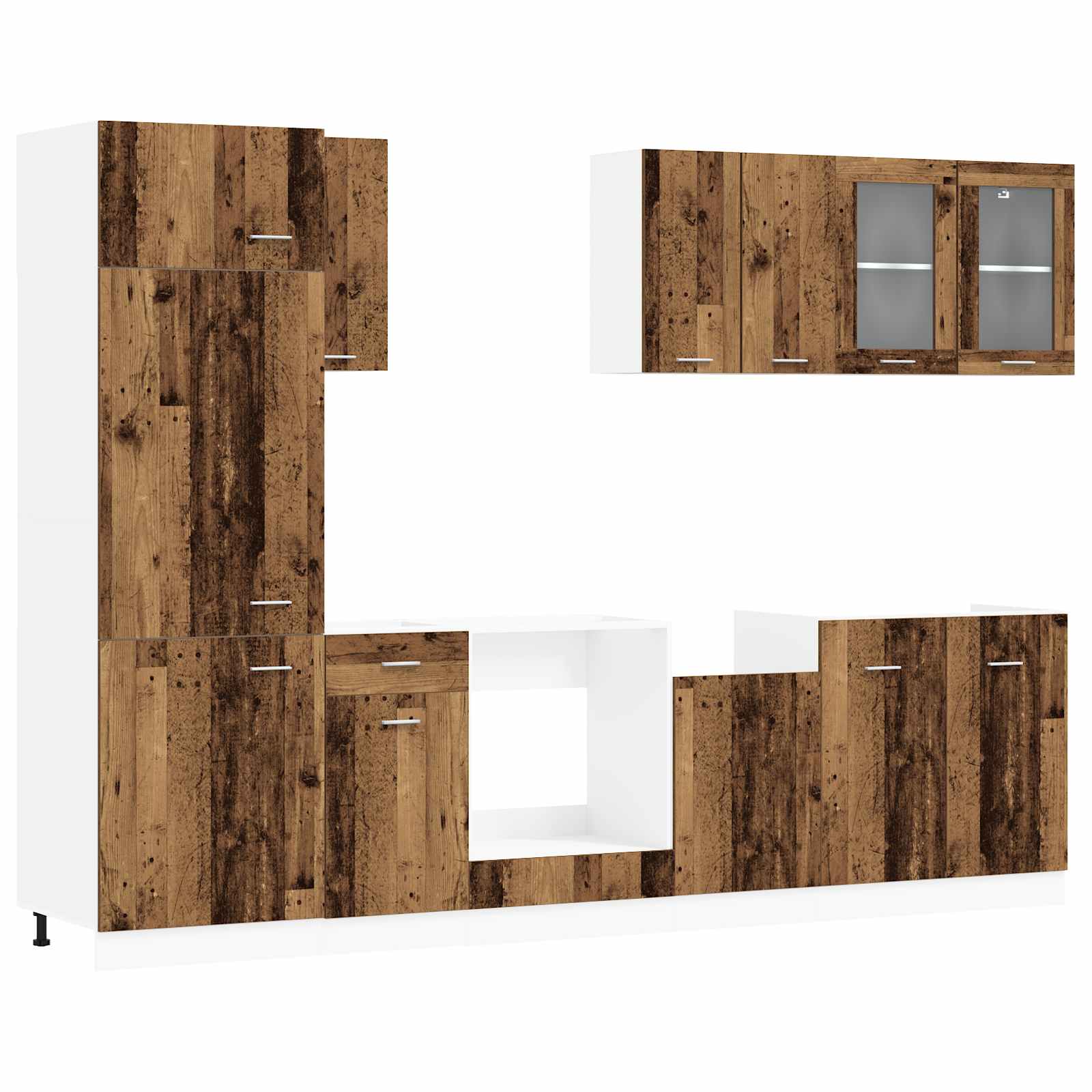 8-tlg. Küchenzeile Lyon Weiß Holzwerkstoff
