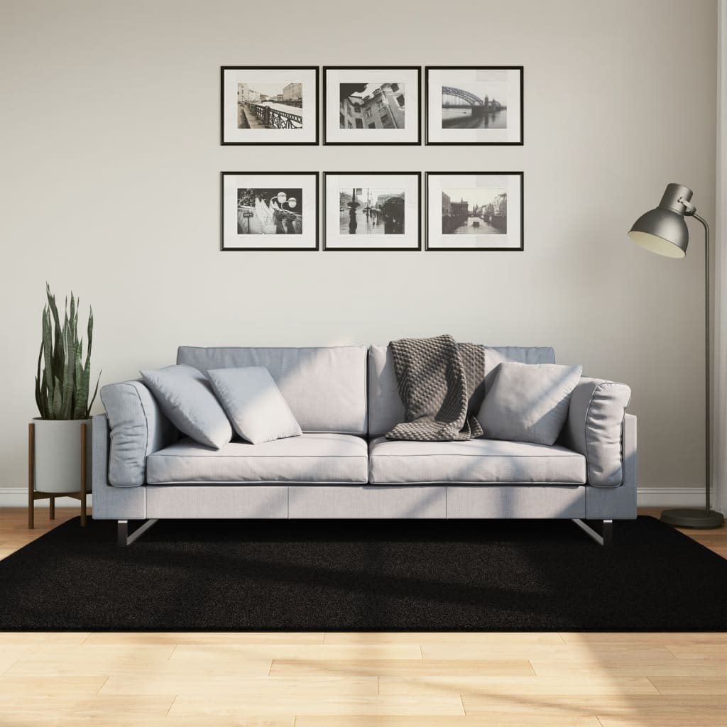 Teppich HUARTE Kurzflor Weich und Waschbar Anthrazit 60x110 cm