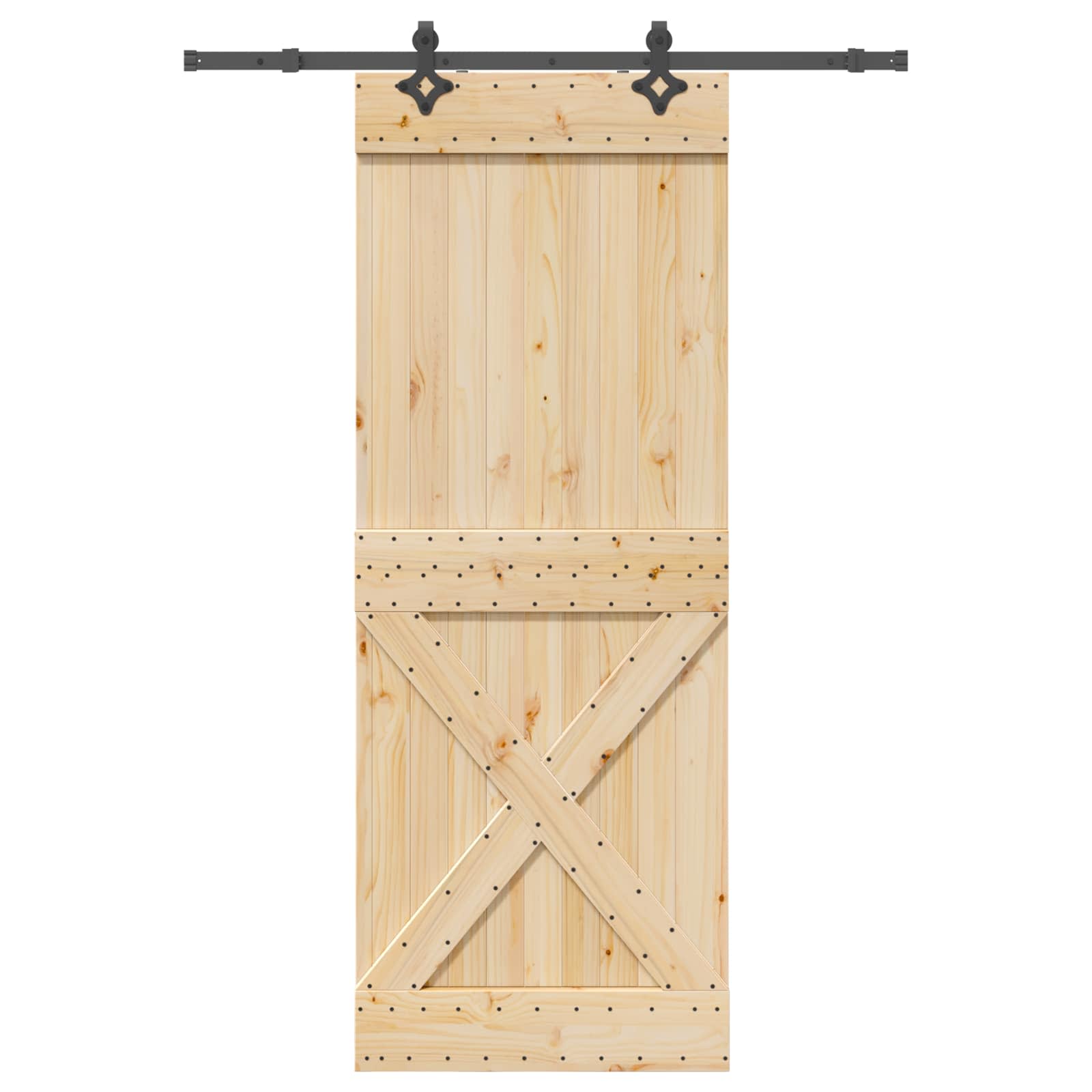 Schiebetür NARVIK Natürlich und Schwarz 70 x 210 cm (152,5 cm)