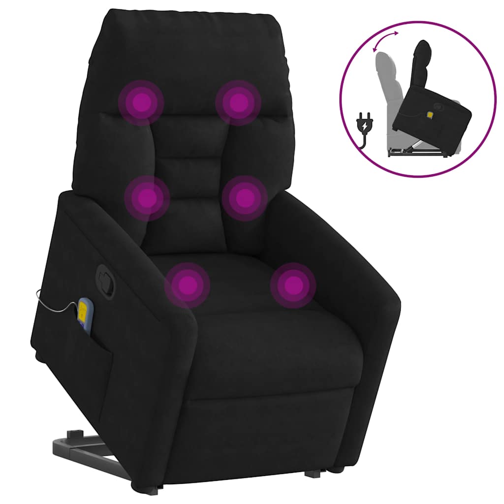 Massagesessel mit Aufstehhilfe Dunkelgrau Mikrofasergewebe