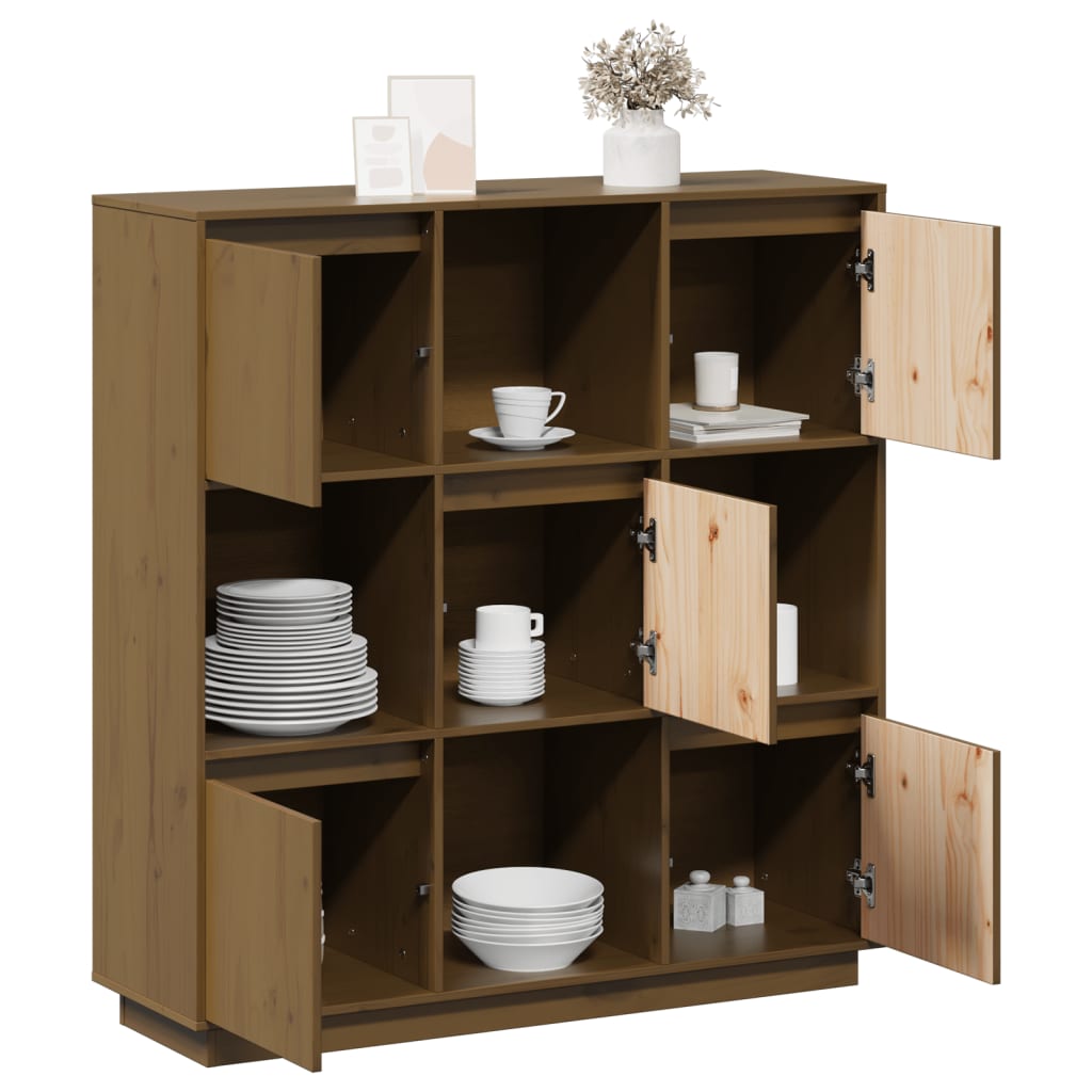 Highboard 110,5x35x117 cm Massivholz Kiefer