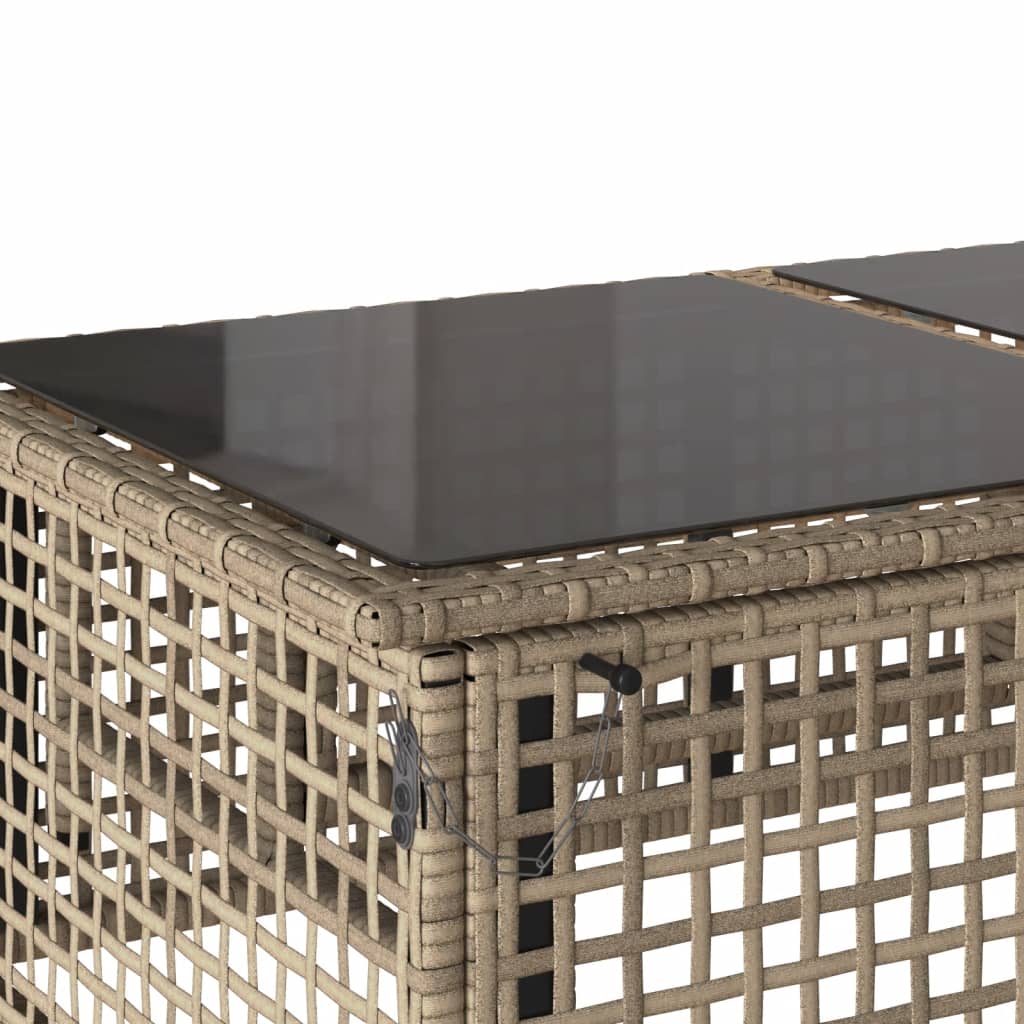 4-tlg. Garten-Sofagarnitur mit Kissen Schwarz Poly Rattan Glas