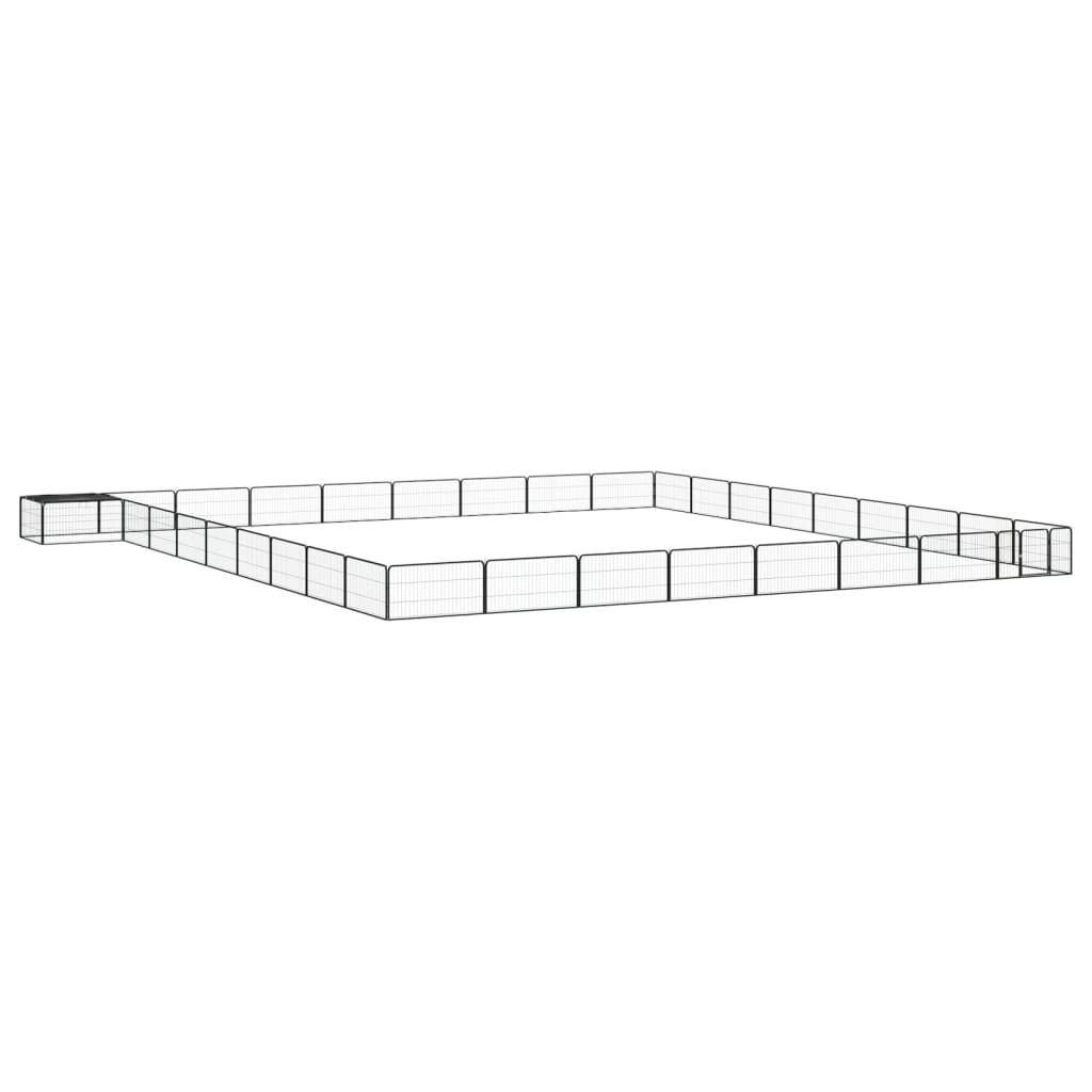 4-tlg. Hundelaufstall Schwarz 100x50cm Stahl Pulverbeschichtung