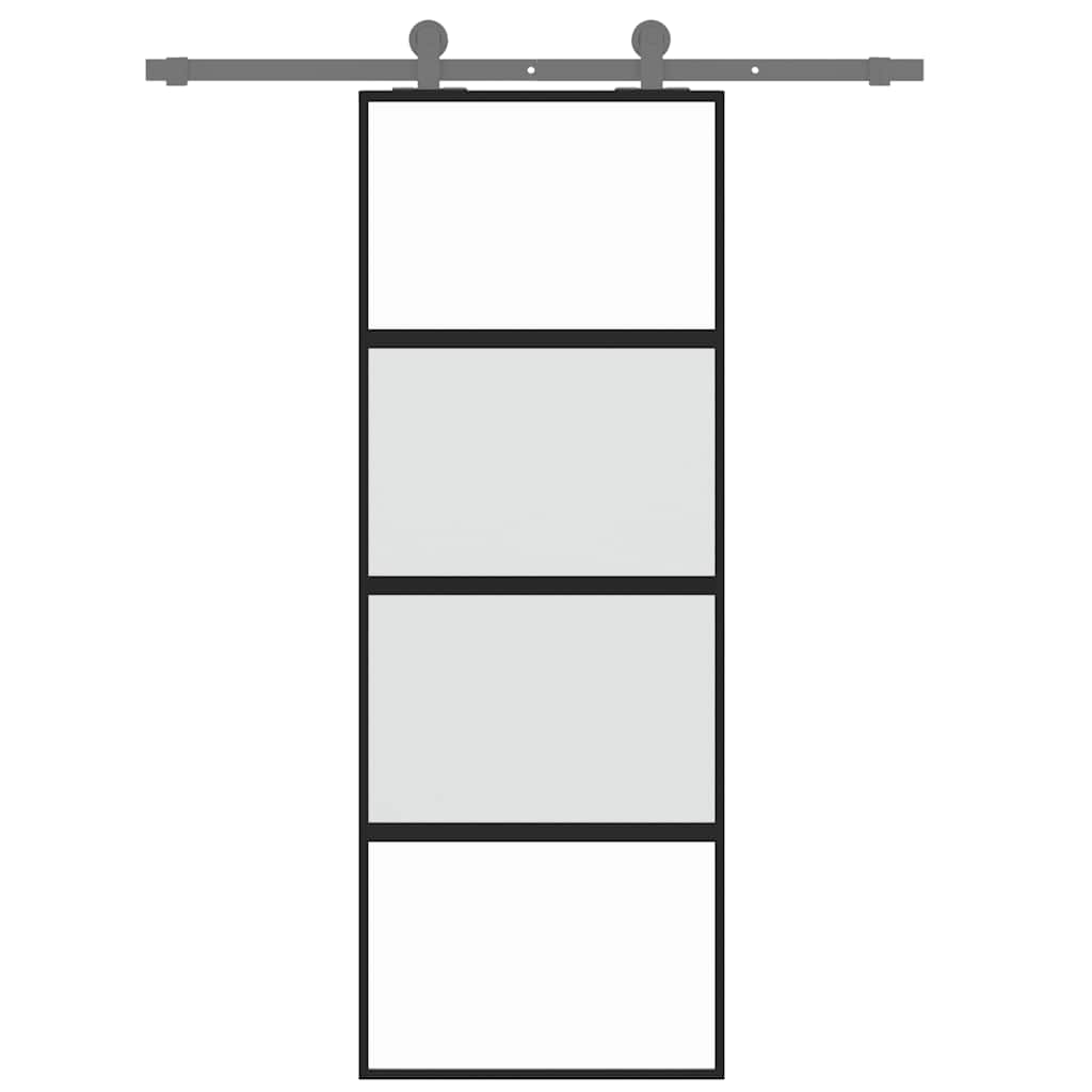 Schiebetür Aluminium und ESG Glas 90x205 cm Schwarz