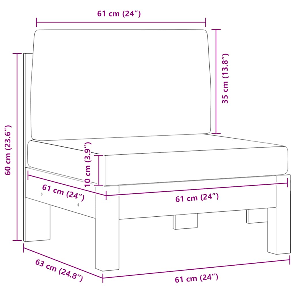 2-tlg. Garten-Lounge-Set mit Cremeweißen Kissen Akazienholz