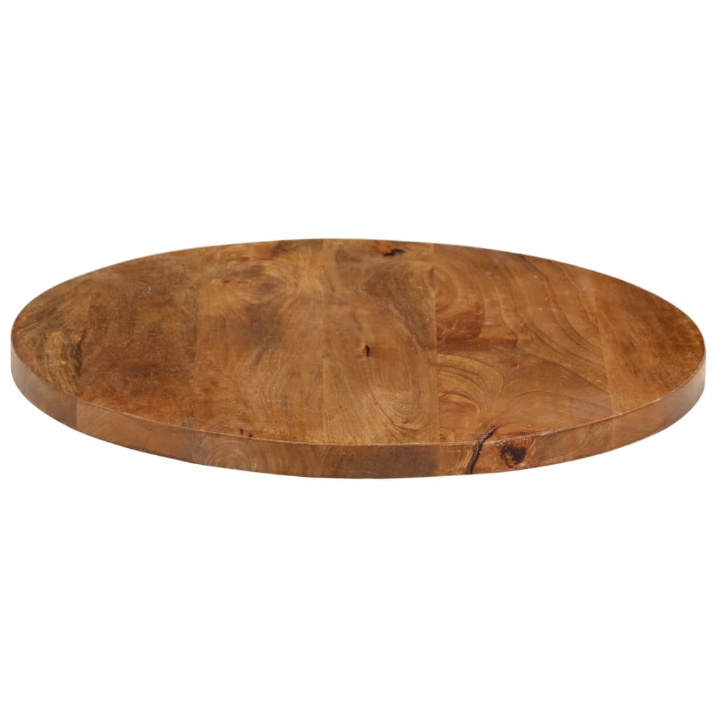 Tischplatte Ø 40x2,5 cm Rund Raues Massives Mangoholz