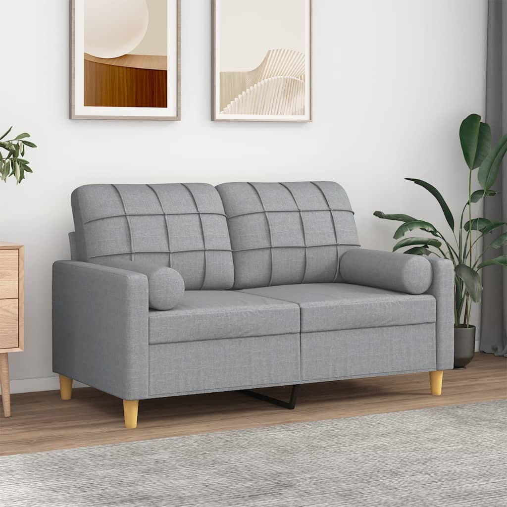 2-Sitzer-Sofa mit Zierkissen Braun 120 cm Stoff