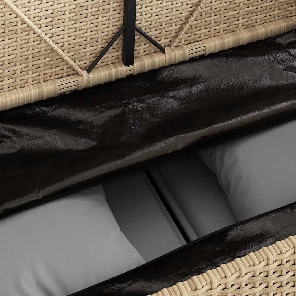 Gartenbank mit Kissen Schwarz Poly Rattan