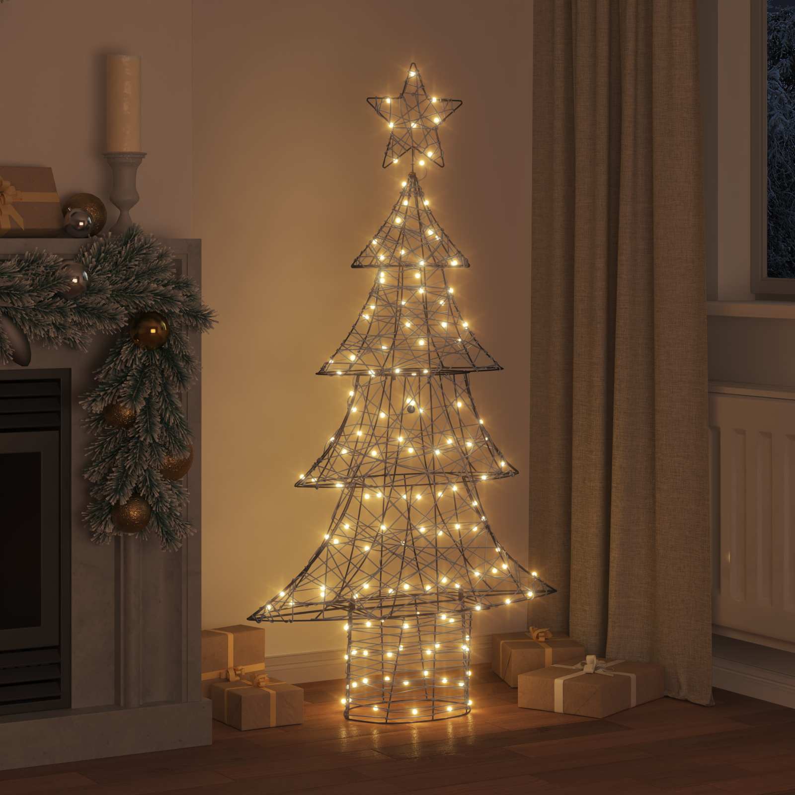 Weihnachtsbaum mit 120 LEDs Warmweiß 120,5 cm PET