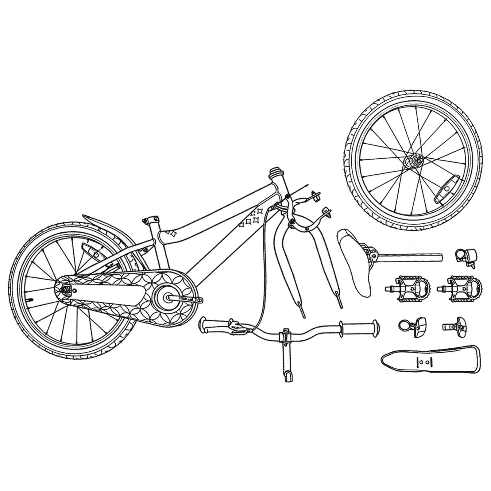 Kinderfahrrad 12 Zoll für 2-4 Jahre alt Schwarz