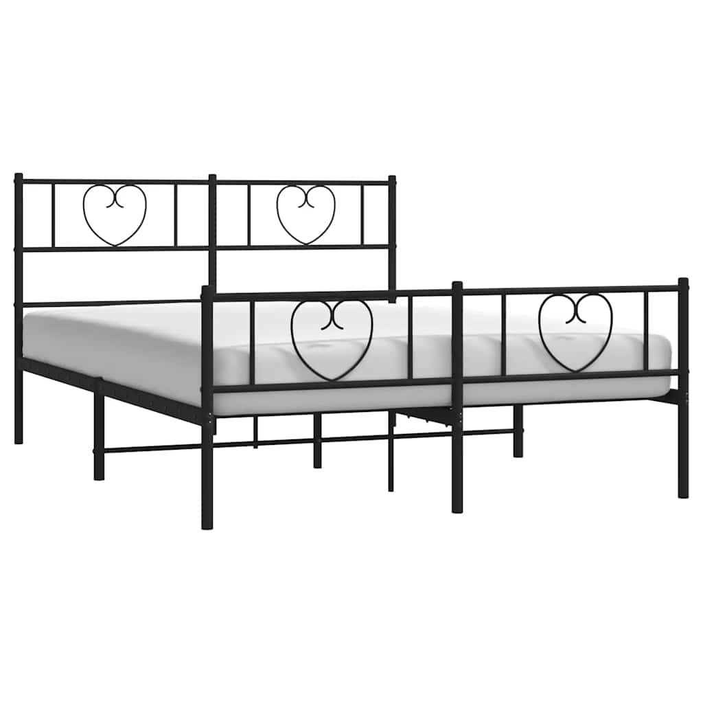 Bettgestell mit Kopfteil Metall Schwarz 100x190 cm
