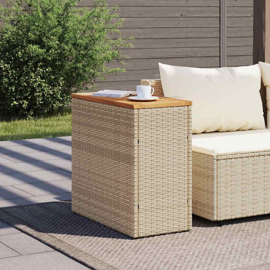 Garten-Beistelltisch mit Glasplatte Schwarz 58x27,5x55cm Rattan