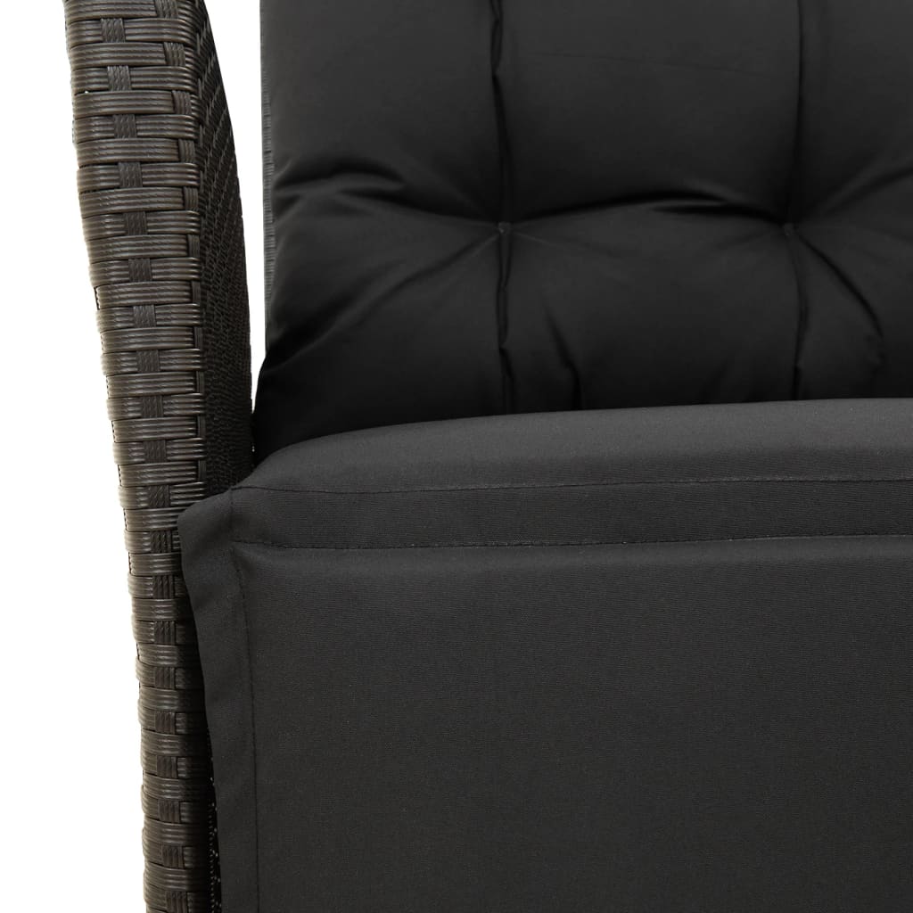Gartensessel Verstellbar mit Kissen Schwarz Poly Rattan