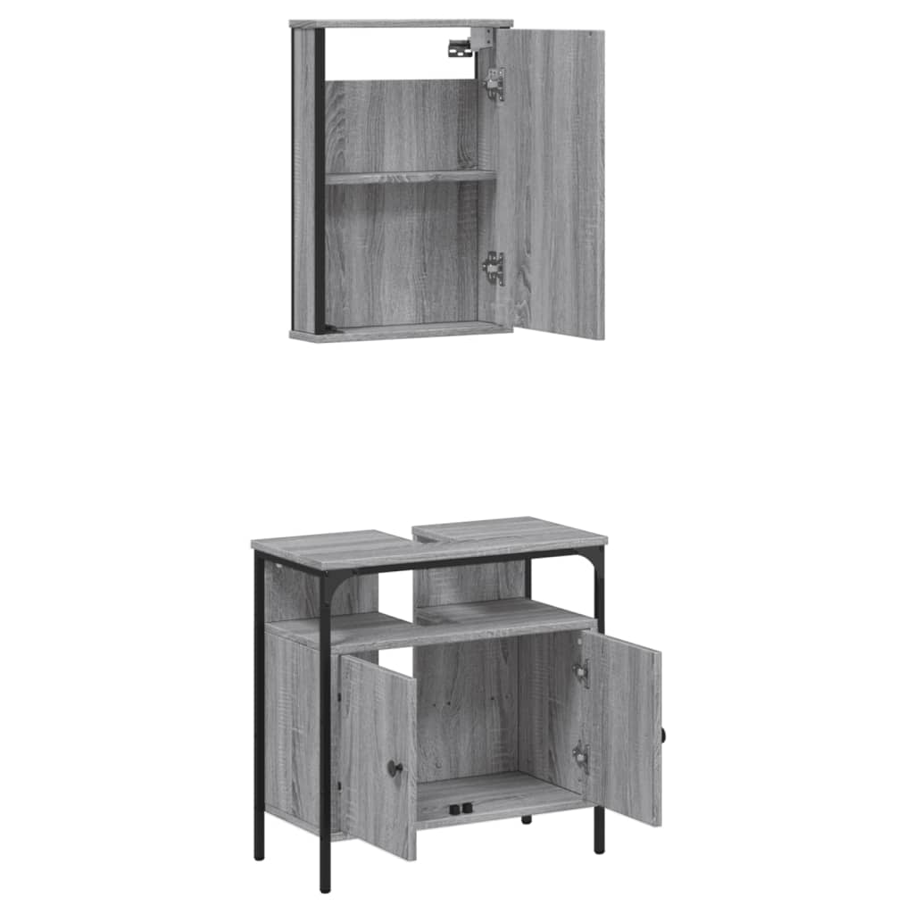 2-tlg. Badmöbel-Set Räuchereiche Holzwerkstoff