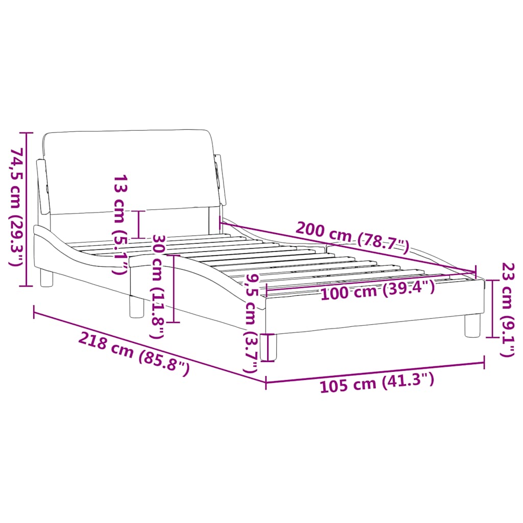 Bettgestell "Dover" Schwarz 80x200 cm Kunstleder
