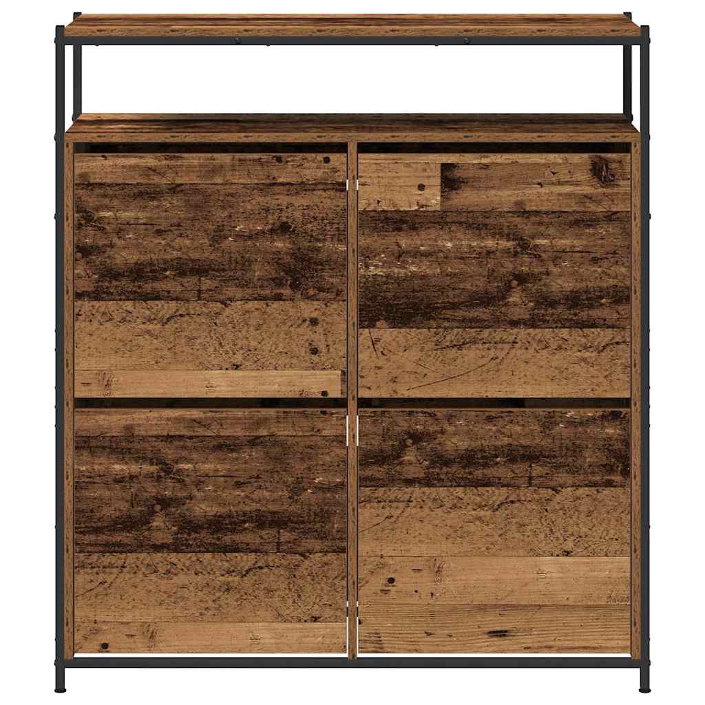 Schuhschrank mit 4 Klappen Sonoma-Eiche 100x34x112 cm