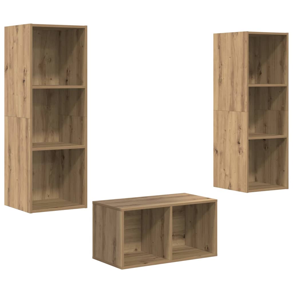 3-tlg. TV-Schrank-Set Weiß Holzwerkstoff