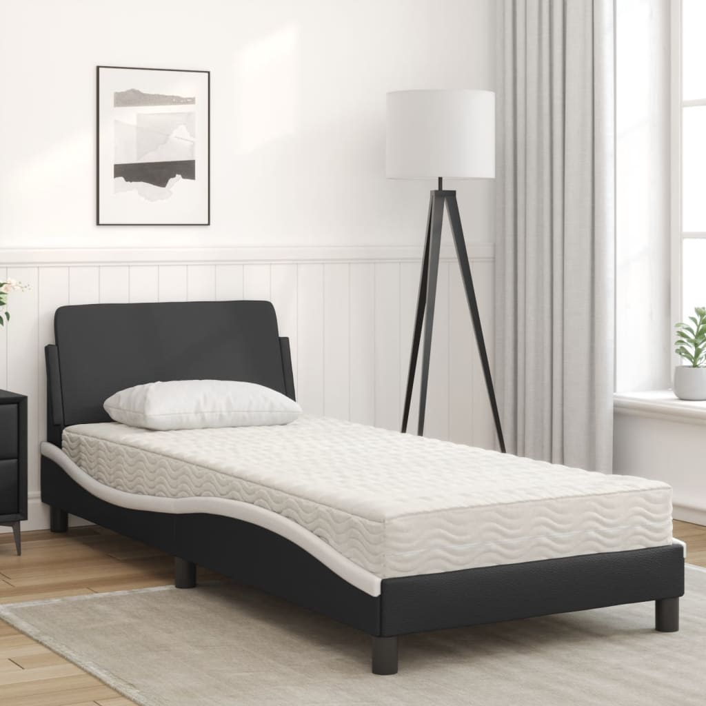 Bett mit Matratze "Dover" Schwarz 80x200 cm Kunstleder