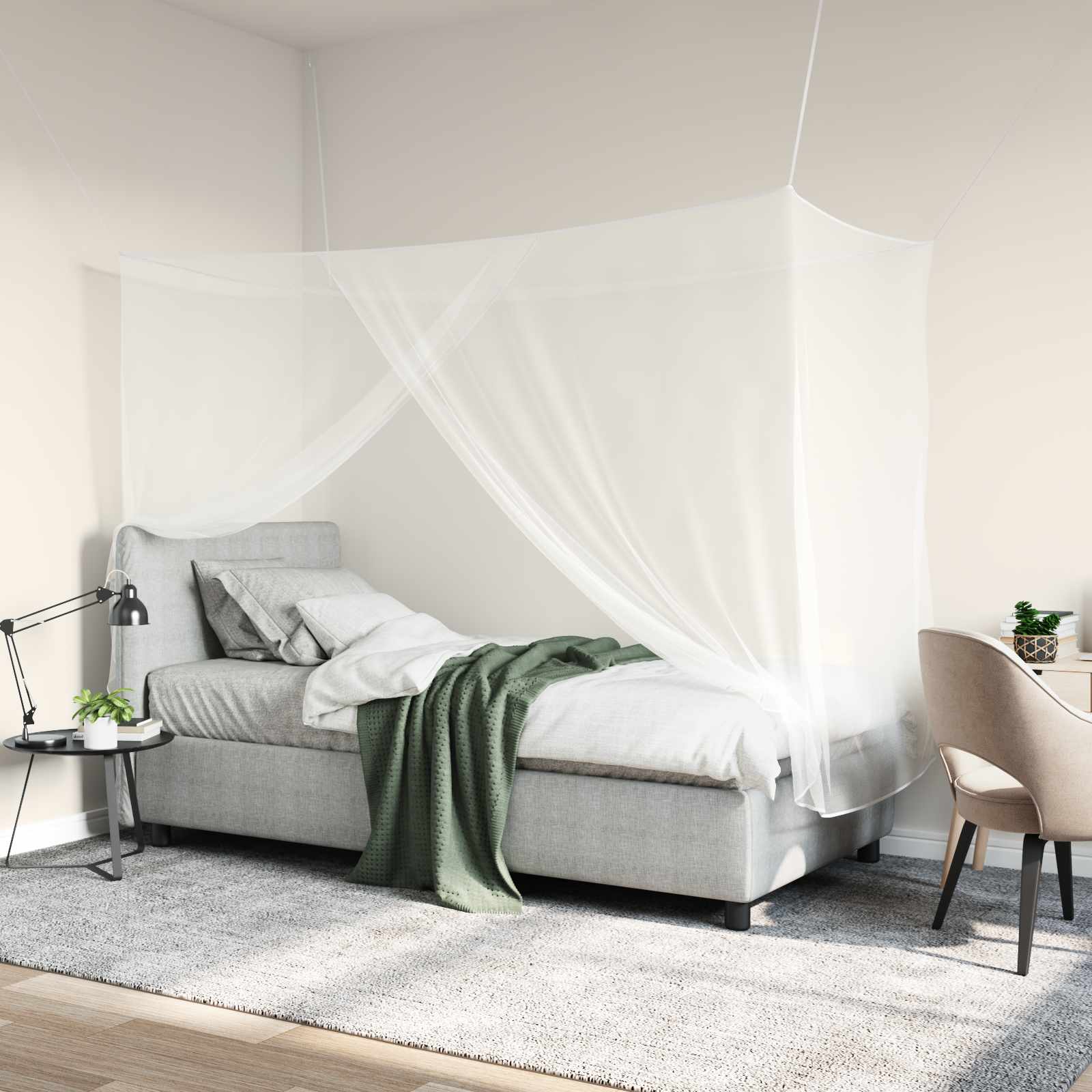 Moskitonetz zum Aufhängen 156 Mesh Weiß 220x100x150 cm