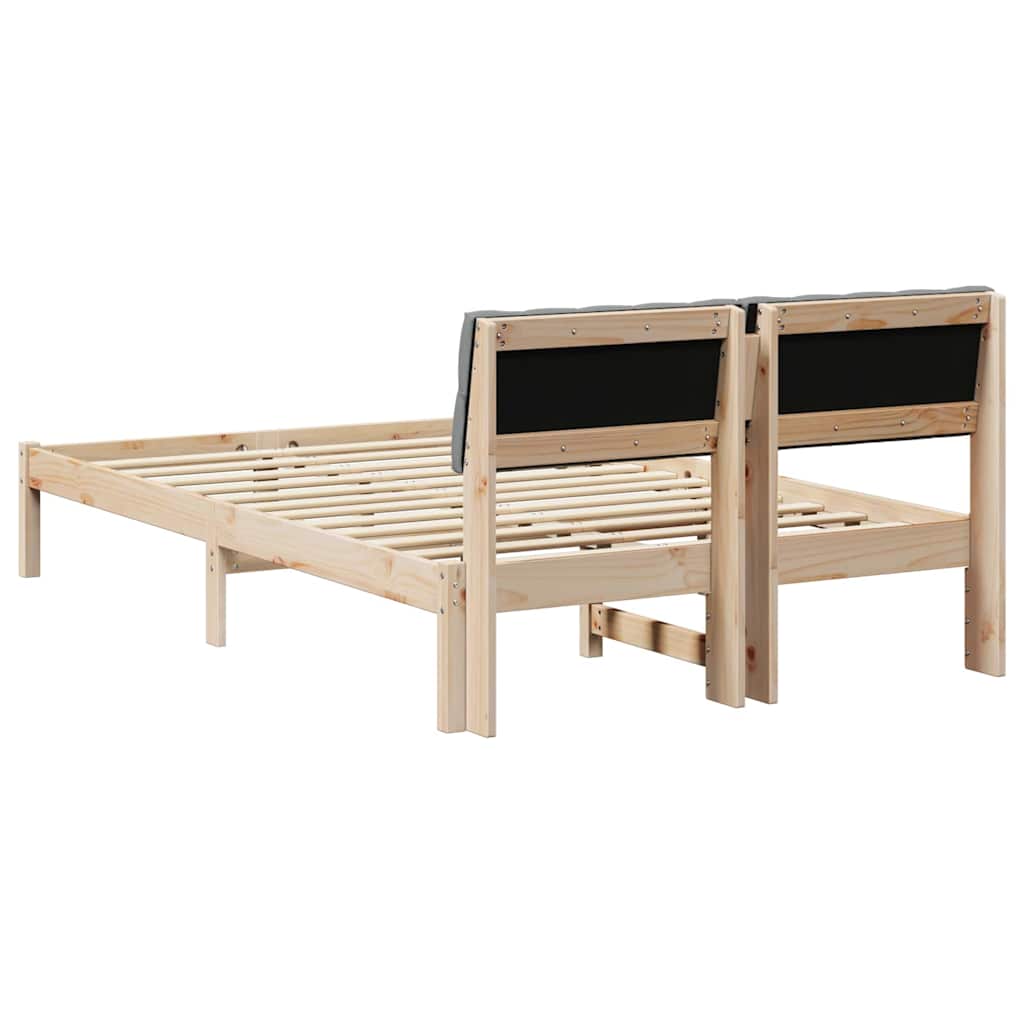 Bettgestell Braun und hellgrau 200 x 200 cm Massivholz Kiefer