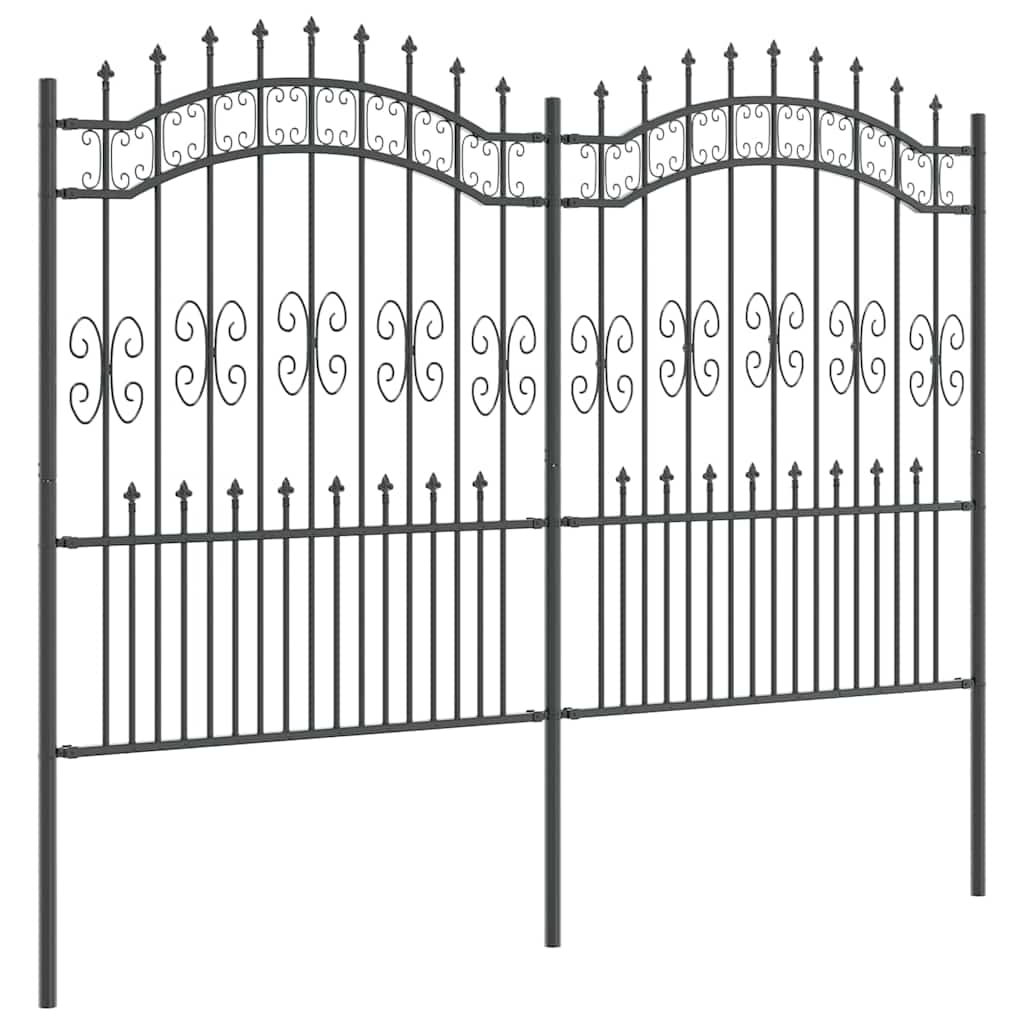 Gartenzaun KAMPEN mit Speerspitze Schwarz 240 x 75 cm Stahl