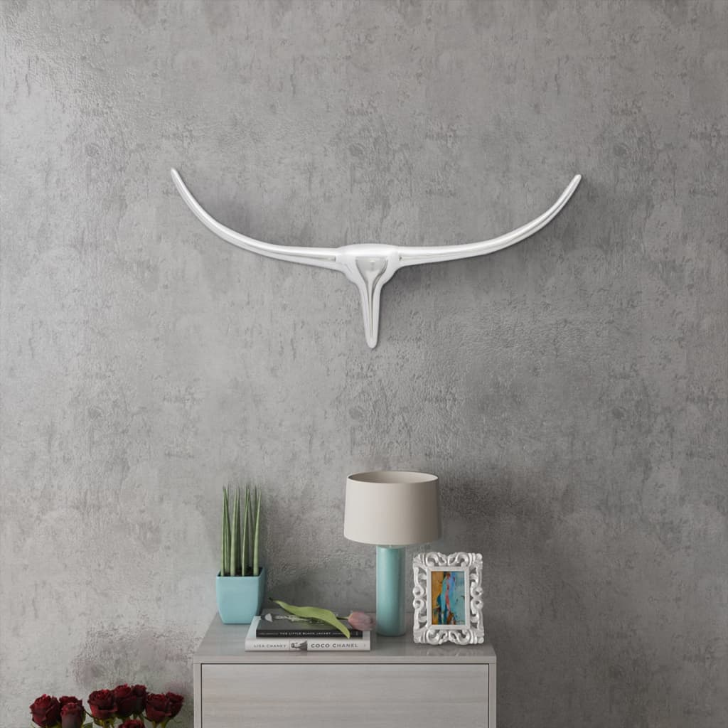 Wall Mounted Aluminium Stiers Kopf Dekoration Silber 96cm