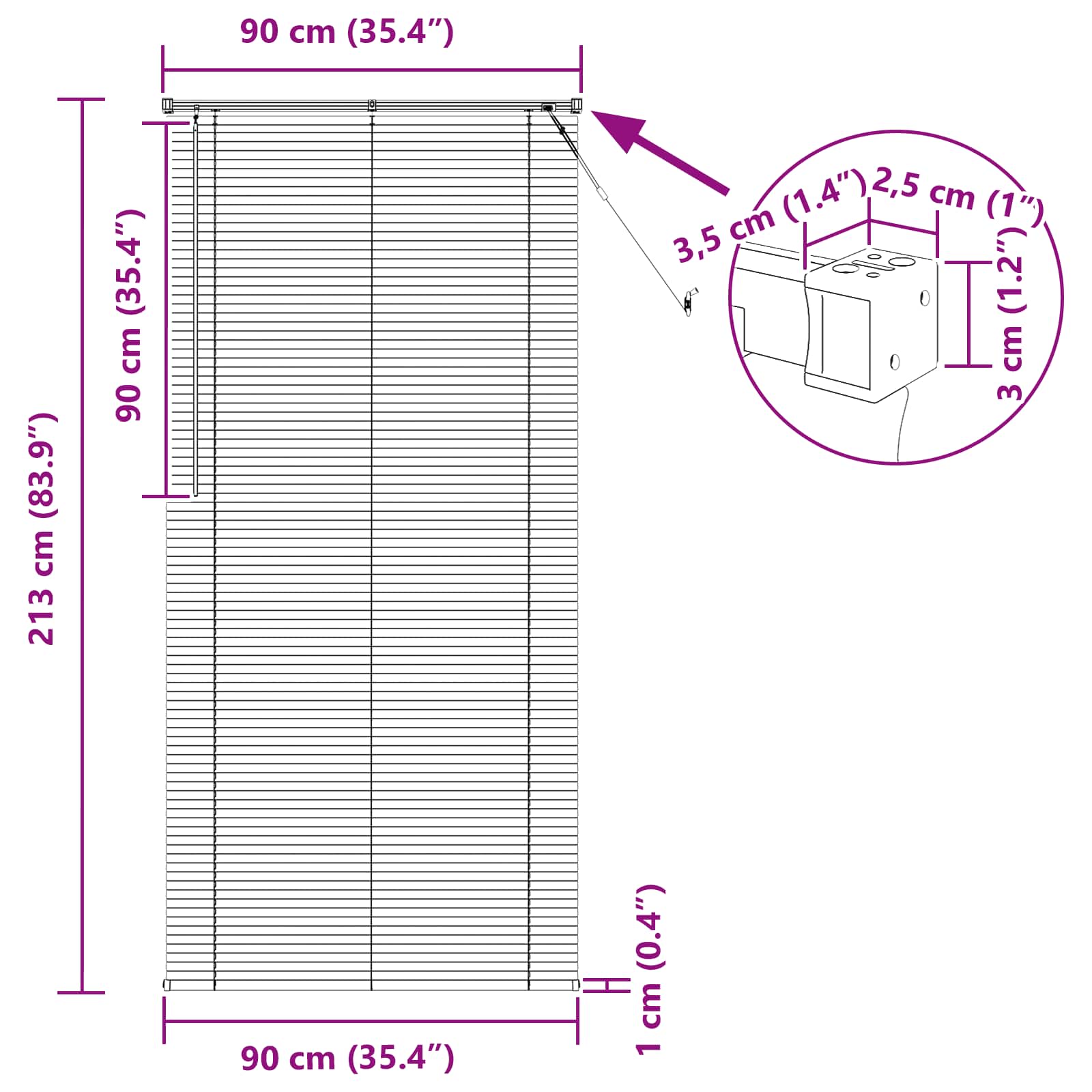Jalousie Silber Grau 150 x 40 cm 25 mm PVC
