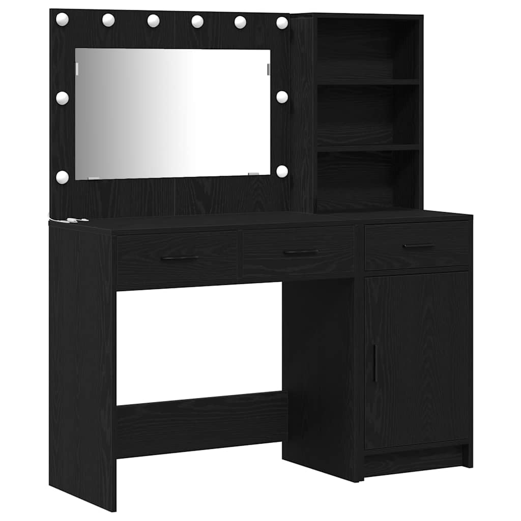 Schminktisch mit Spiegelbeleuchtung 2 pcs Weiß Holzwerkstoff