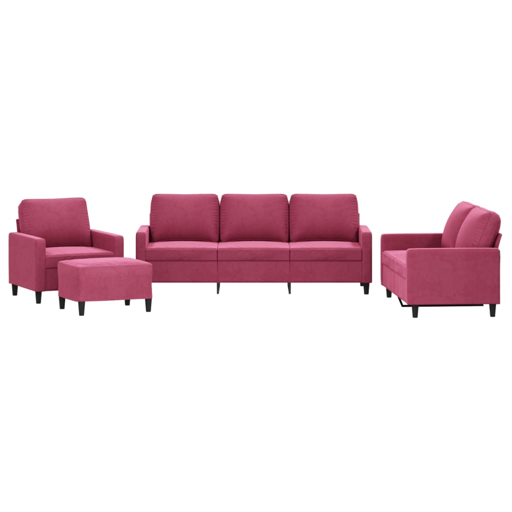 3-tlg. Sofagarnitur mit Kissen Rosa Samt