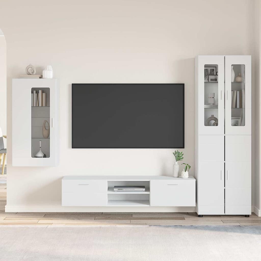 Highboard mit Regal FLORIN Weiß 60 x 35 x 182 cm Holzwerkstoff
