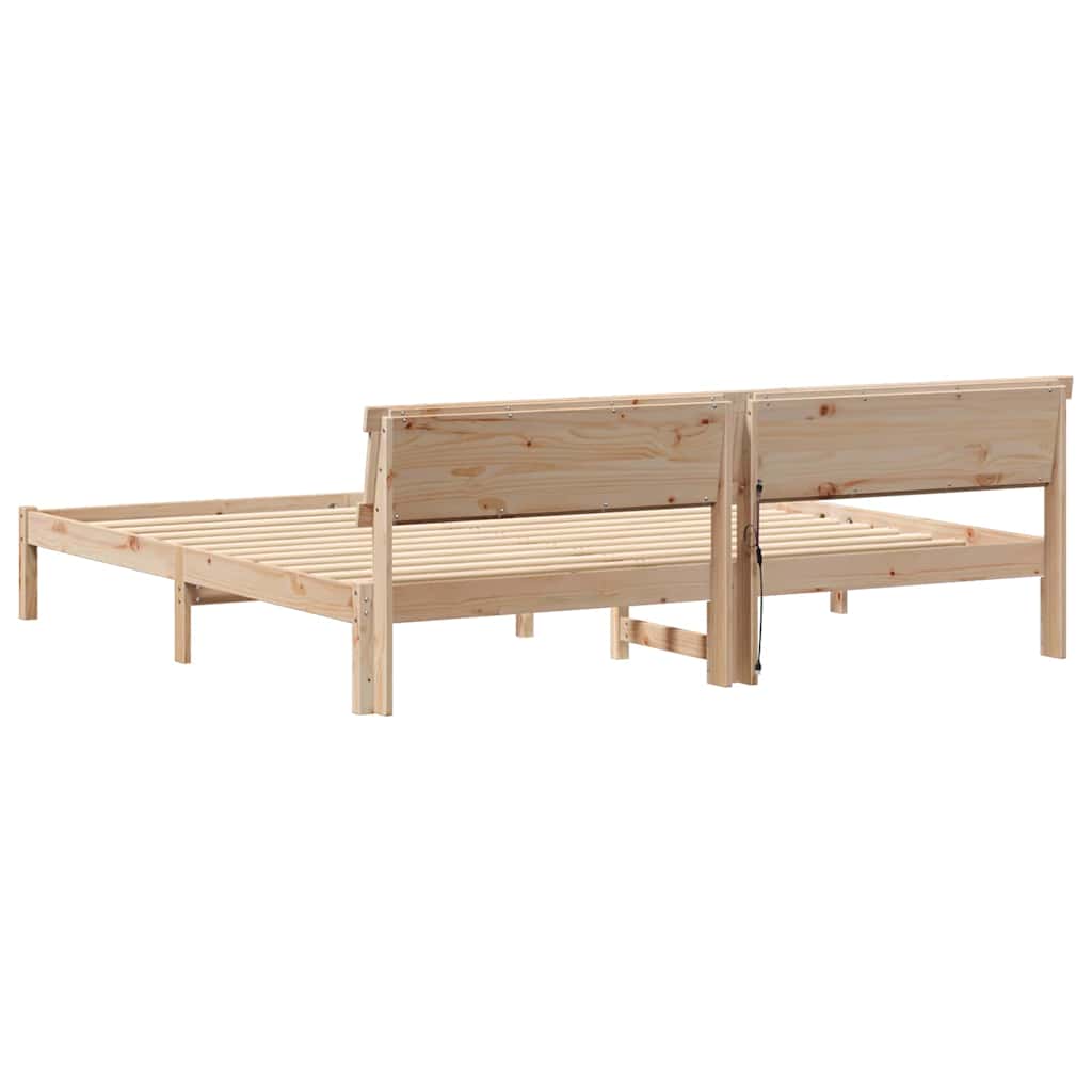 Bettgestell mit Kopfteil Braun 200 x 200 cm Massivholz Kiefer