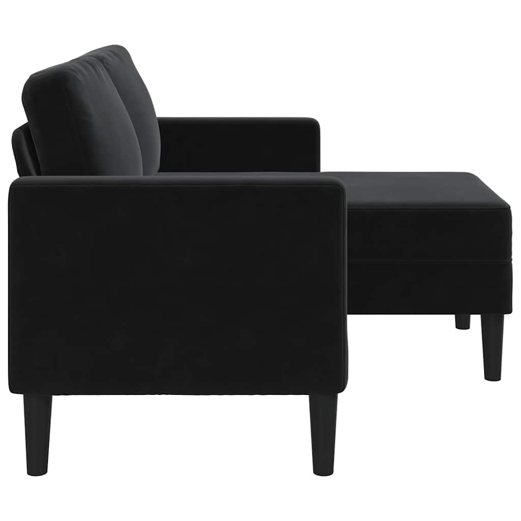 2-Sitzer-Sofa mit Chaiselongue L-Form Blau 125 cm Samt