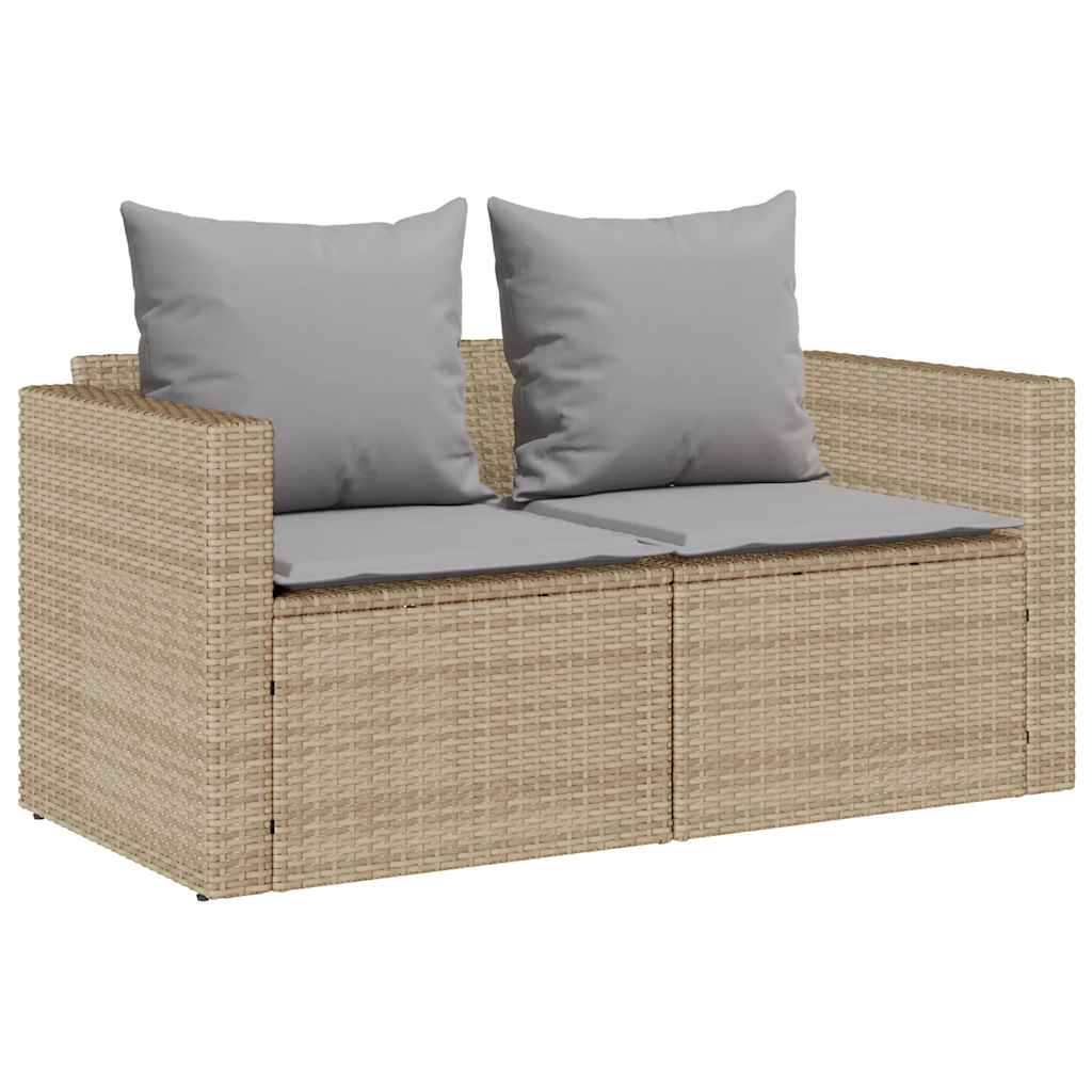 5-tlg. Garten-Sofagarnitur Kissen Stapelbar Schwarz Poly Rattan