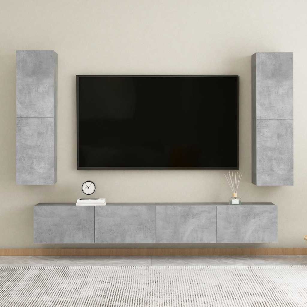 4-tlg. TV-Schrank-Set Weiß Holzwerkstoff