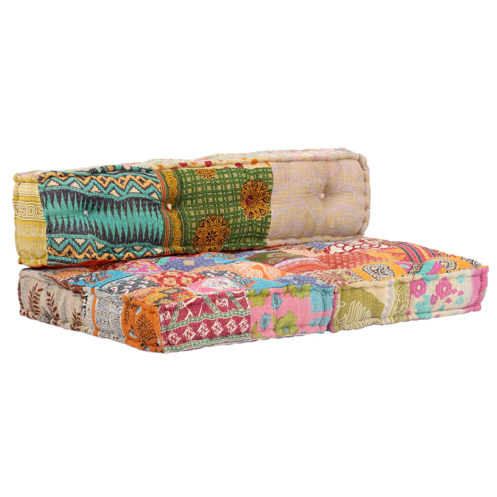 2-Sitzer Modularer Pouf Patchwork Stoff